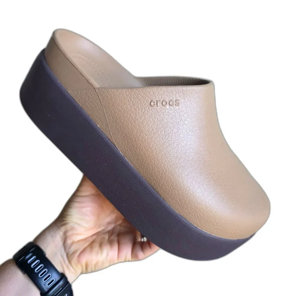 NWOT CROCS Dylan Platform Mule Clog Womens Size 9 Sepia Tan Brown Boston - Picture 2 of 7
